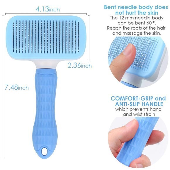 Self Cleaning Slicker Brush Grooming Tool for Cats Dogs NWT - Picture 4 of 6